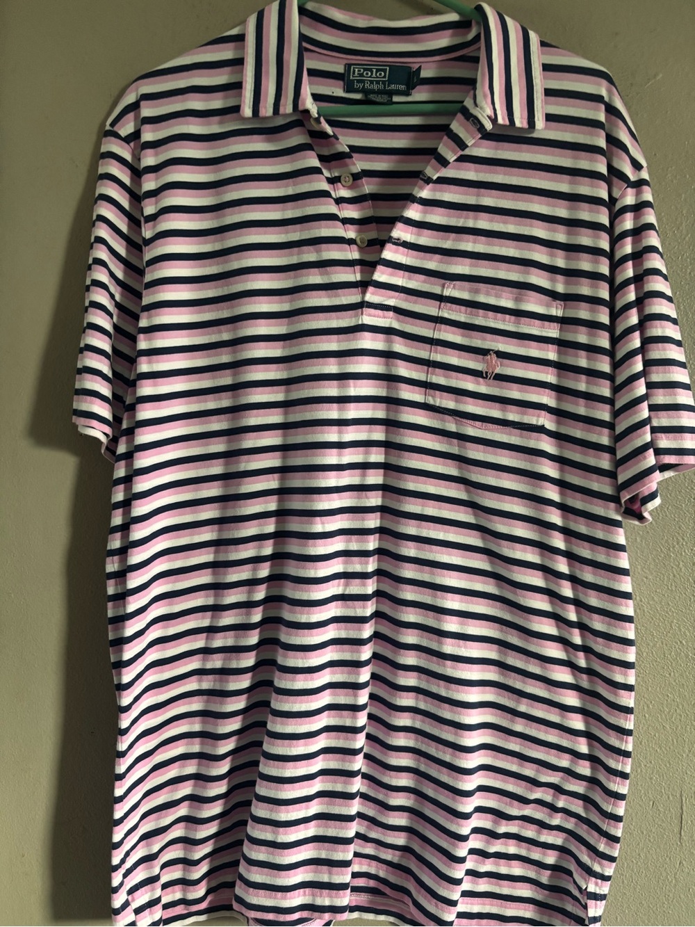 Ralph Lauren Pink & Navy Striped Polo Shirt
